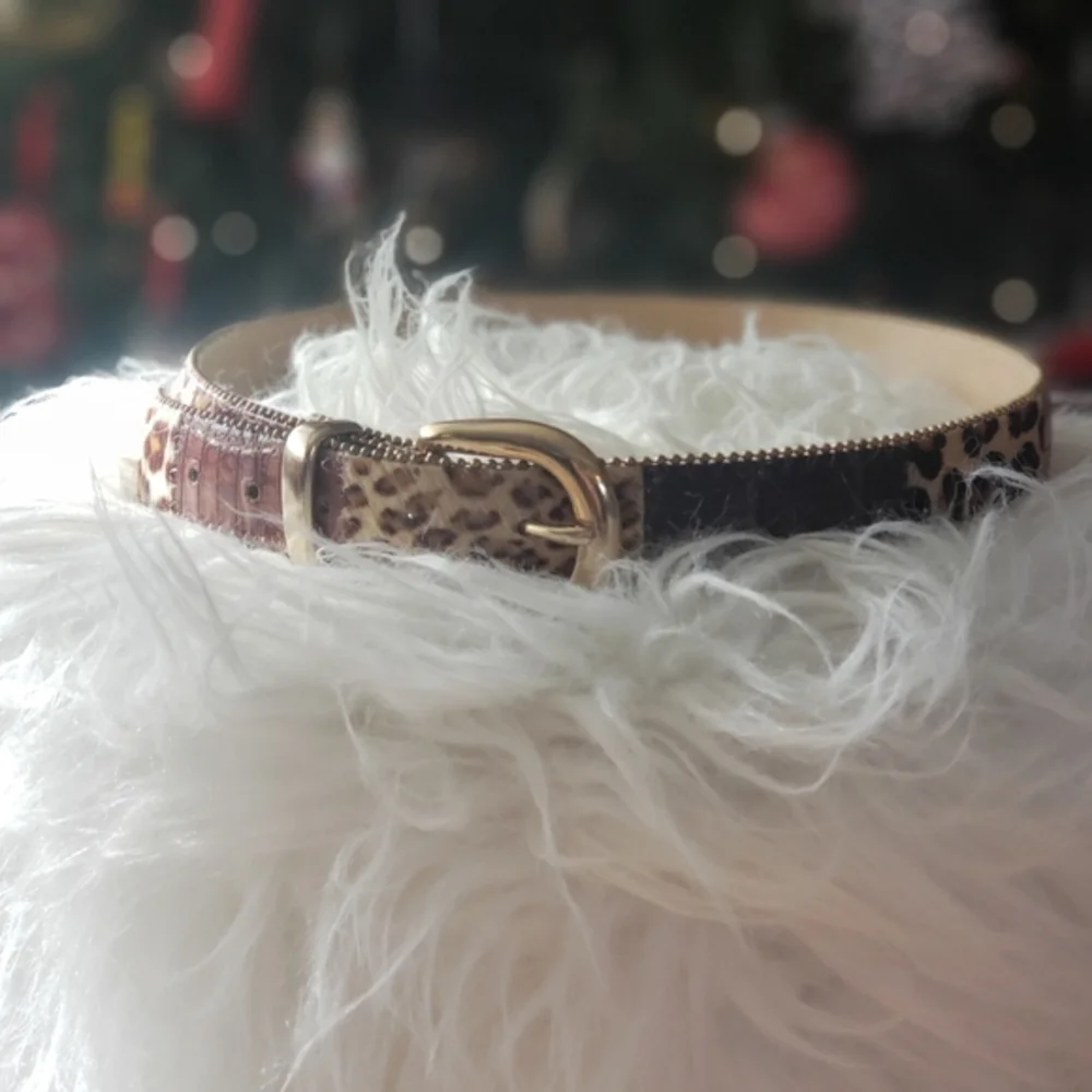 Animal print and‎ gold leather belt